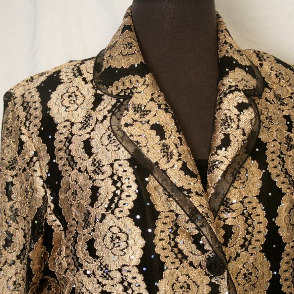 Black & Gold Lace Jacket - Picture 3 of 4